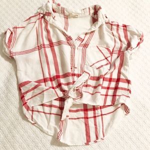 flannel tie up short sleeve